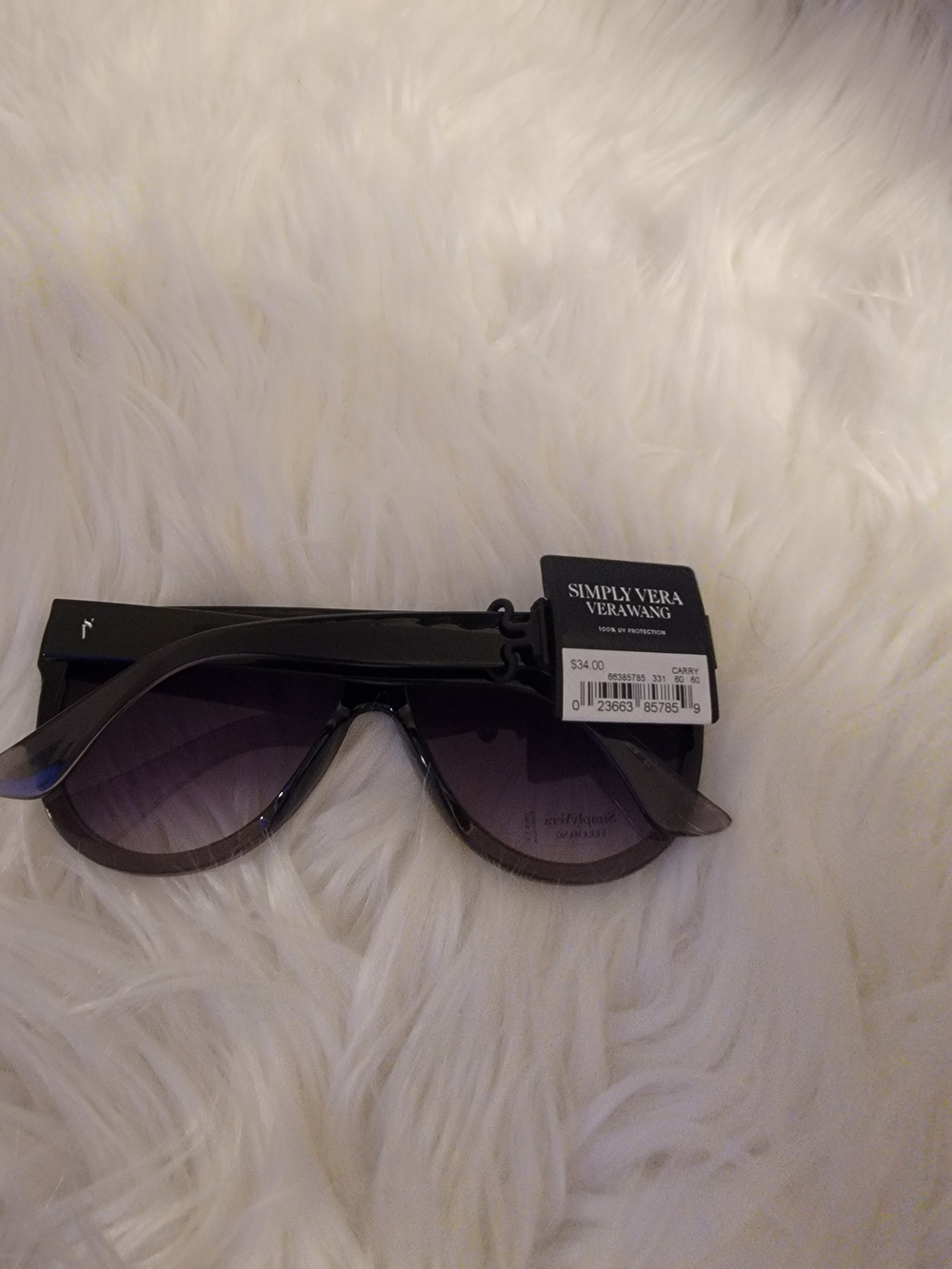 Simply Vera Vera Wang Black Frame Sunglasses with Purple Lenses - Picture 3 of 3